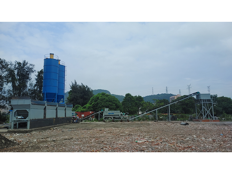 WDJ800型中間皮帶式二次攪拌穩(wěn)定土拌合站配立式水泥倉(cāng)